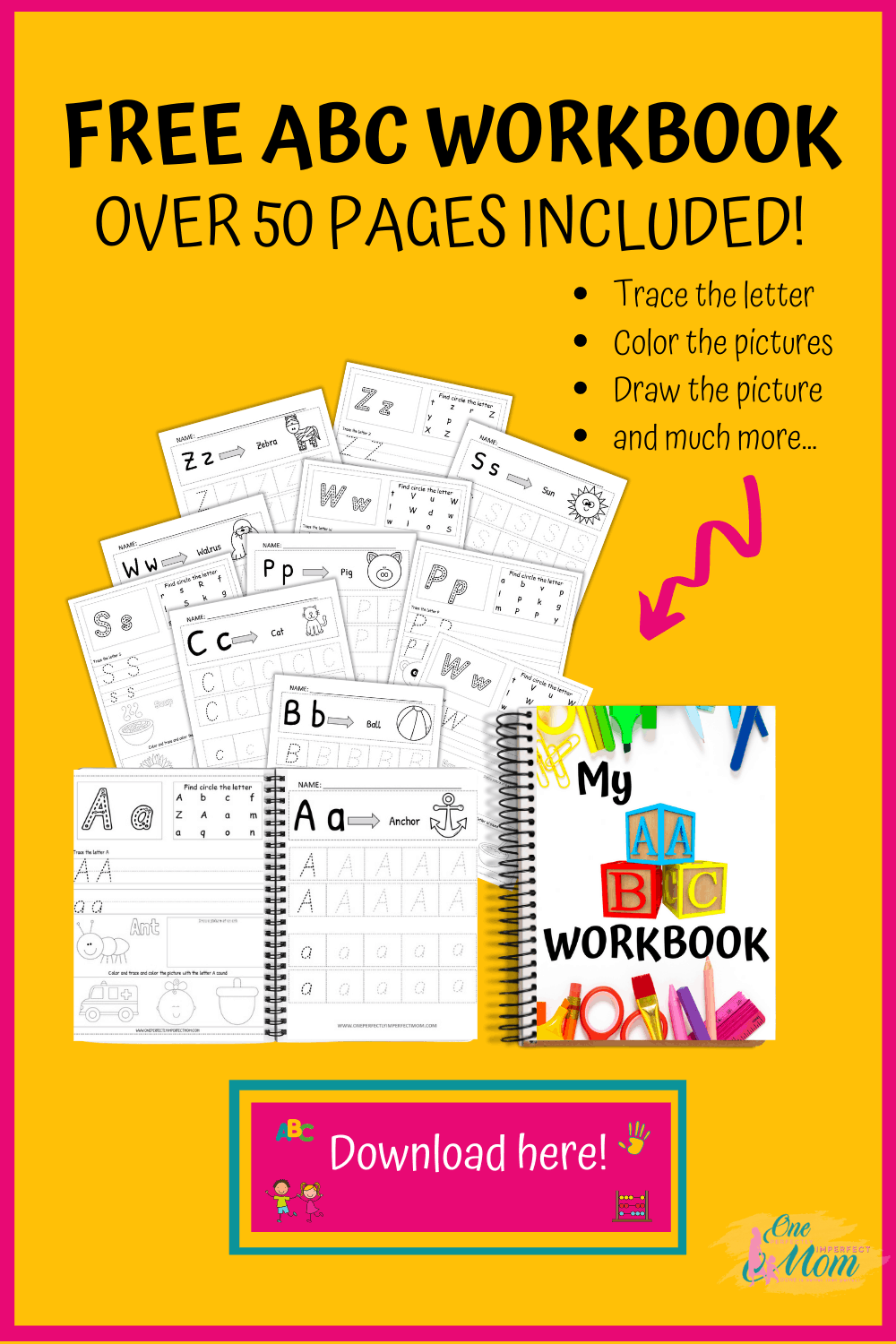 Free Alphabet Printable Worksheets One Perfectly Imperfect Mom