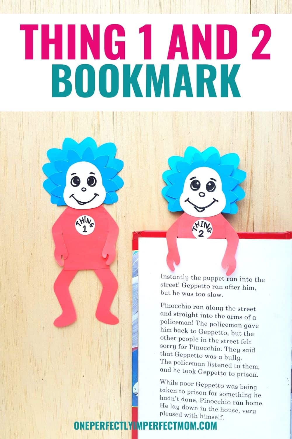 Dr Seuss Kids Craft Thing One And Thing Two Bookmarks One 