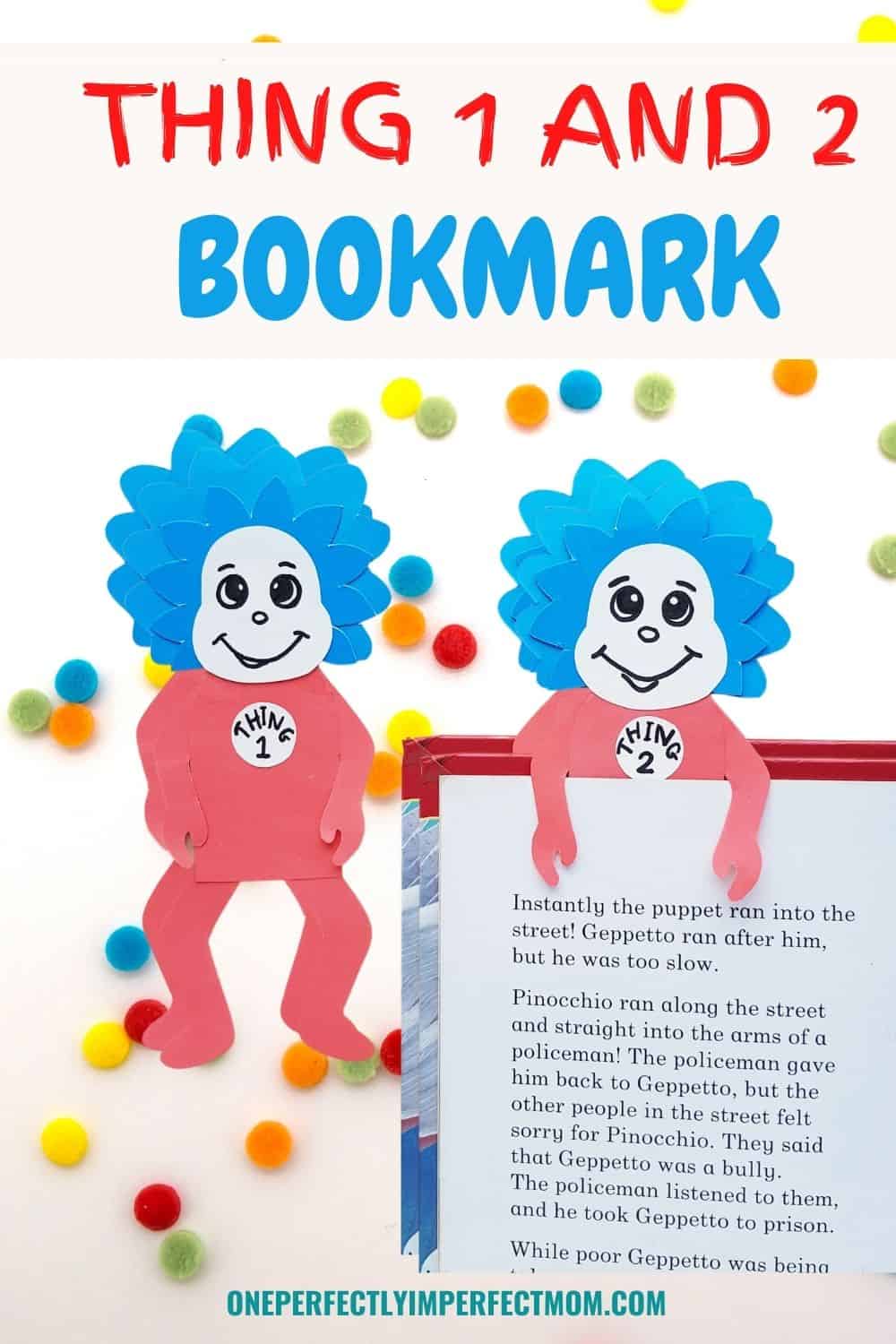 Dr Seuss Kids Craft Thing One And Thing Two Bookmarks One 
