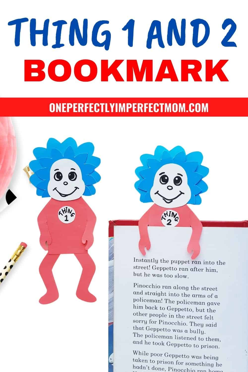Dr Seuss Kids Craft Thing One And Thing Two Bookmarks One 