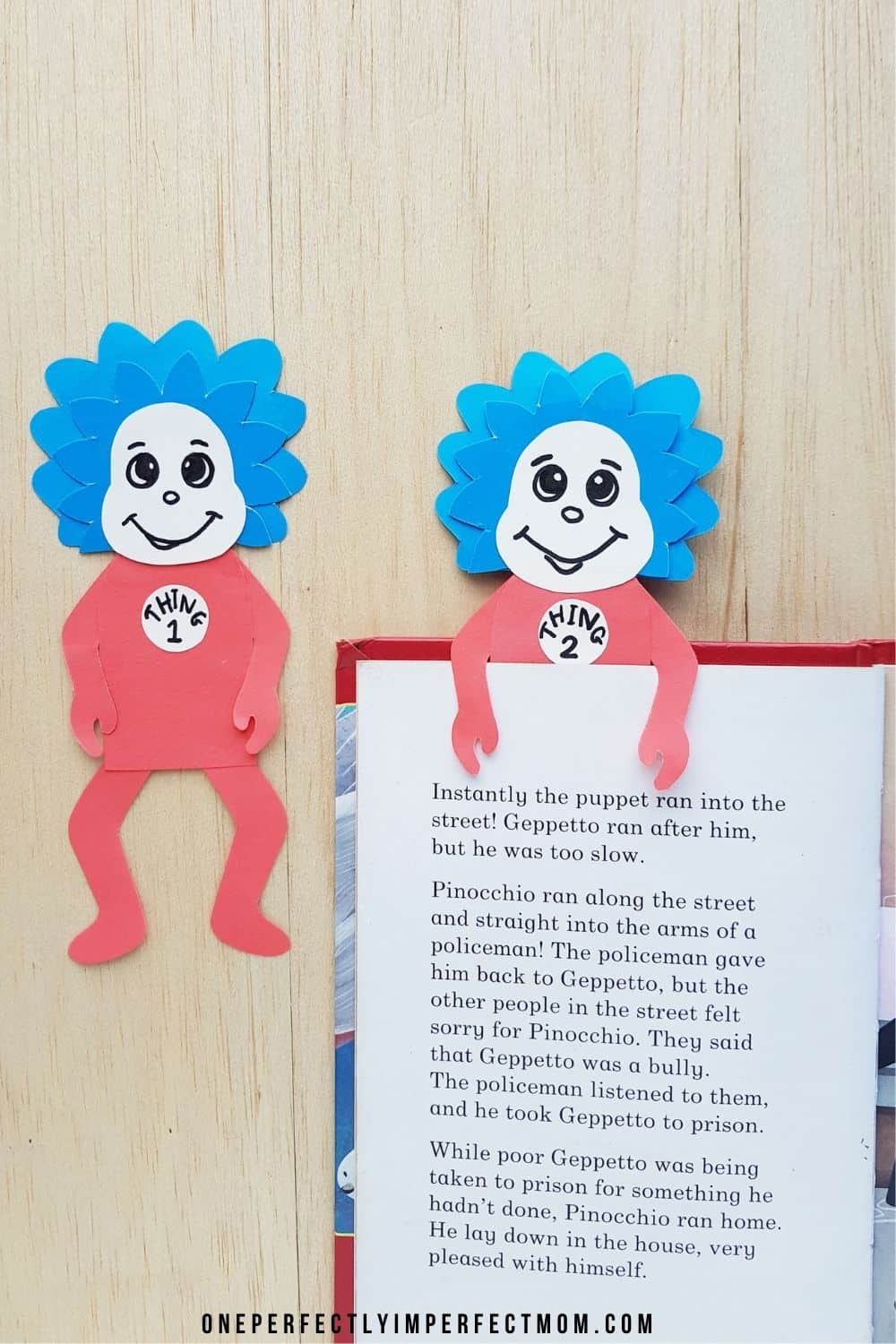 Dr Seuss Kids Craft Thing One And Thing Two Bookmarks One 